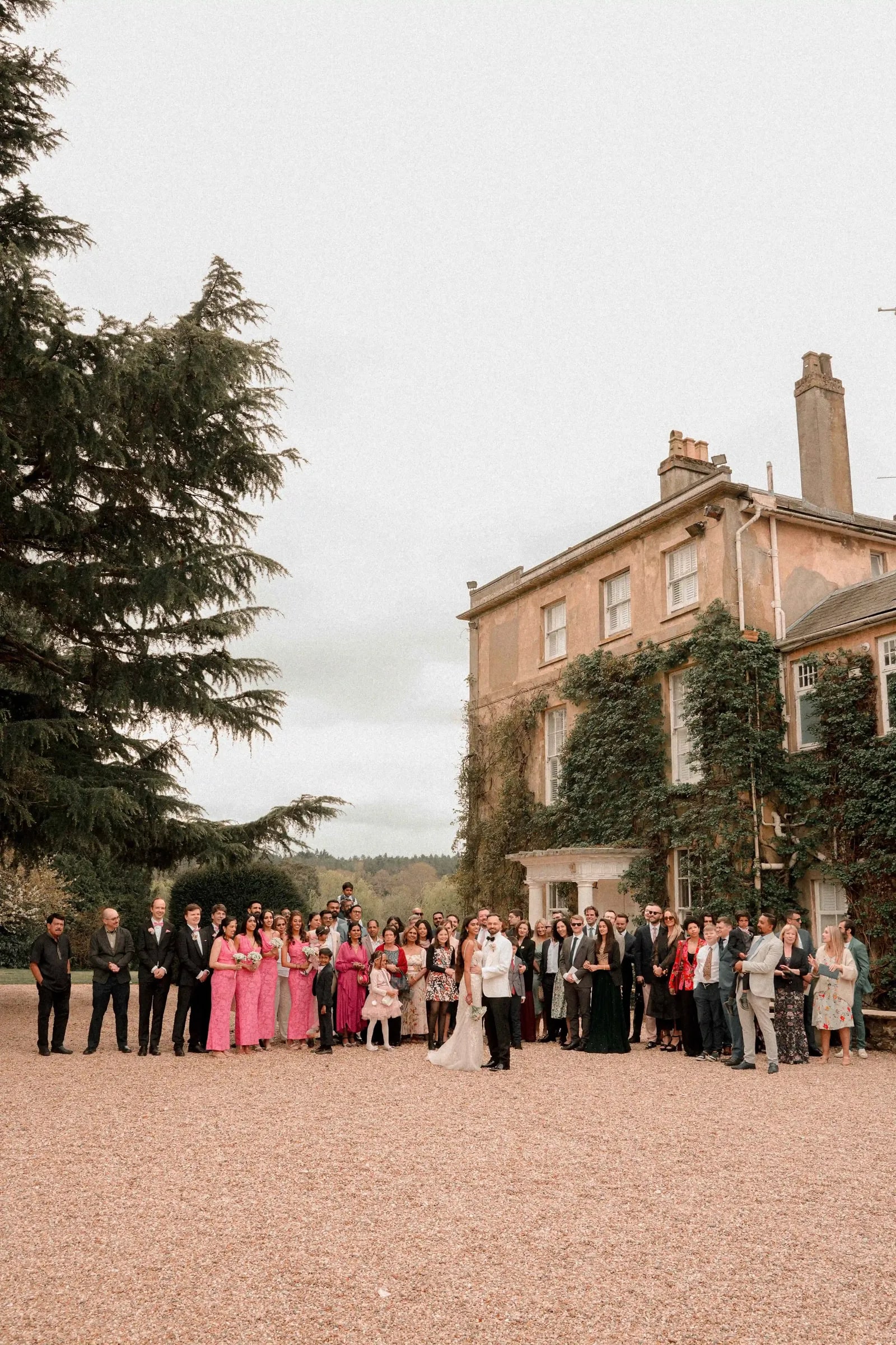 All the guests assembled in front of the house for a group photograph