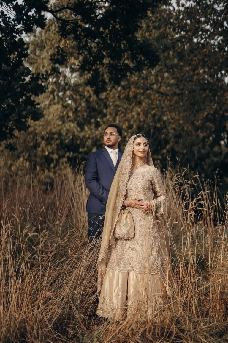 Formal bridal portrait at a Muslim wedding in London