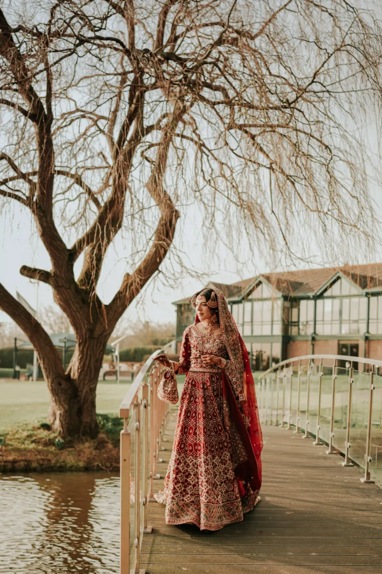 Close-up bridal portrait with traditional jewellery at a Muslim wedding